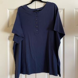 LBW Navy Blue 1/4ButtonDown Blouse/Shirt PLUS SIZE